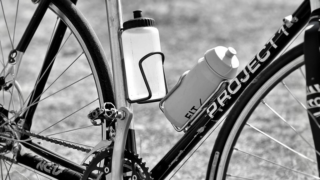 trek road bike water bottles blue in a bicycles
